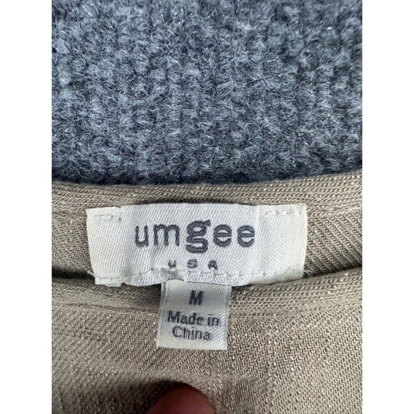 Umgee Linen Top Women's M Multi Floral Animal Print Patchwork Ruffle Bell Sleeve - Picture 2 of 6